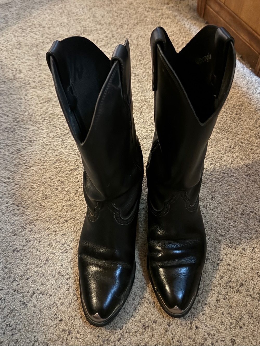 women’s Black Leather Western Boots
